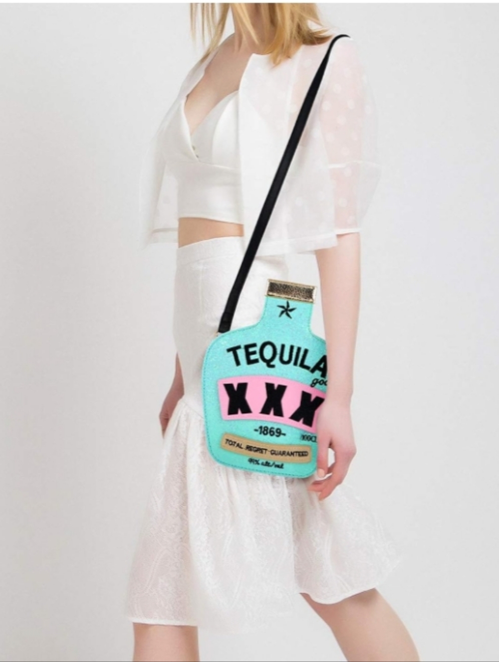 BAM FOREVER-Novelty Glitter Tequila Bottle Crossbody Bag 🩵